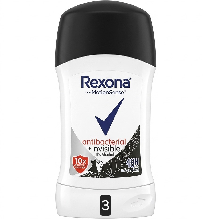 مام استیکی رکسونا زنانه رایحه ضدباکتری و نامرئی Rexona antibacterialinvisible وزن 40 گرم{ اصل اورجینال }