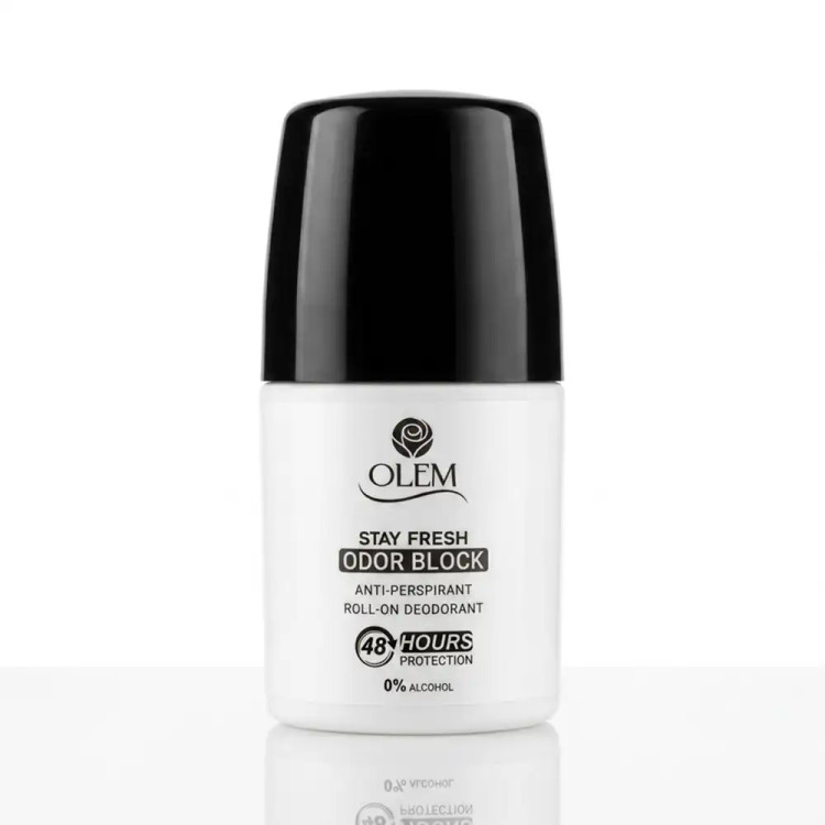 مام رول ضد تعریق اولم (OLEM) مدل اودور بلاک (Odor Block) (درب مشکی) آنتیباکتریال و روشنکننده حجم ۵۰ میلی لیتری